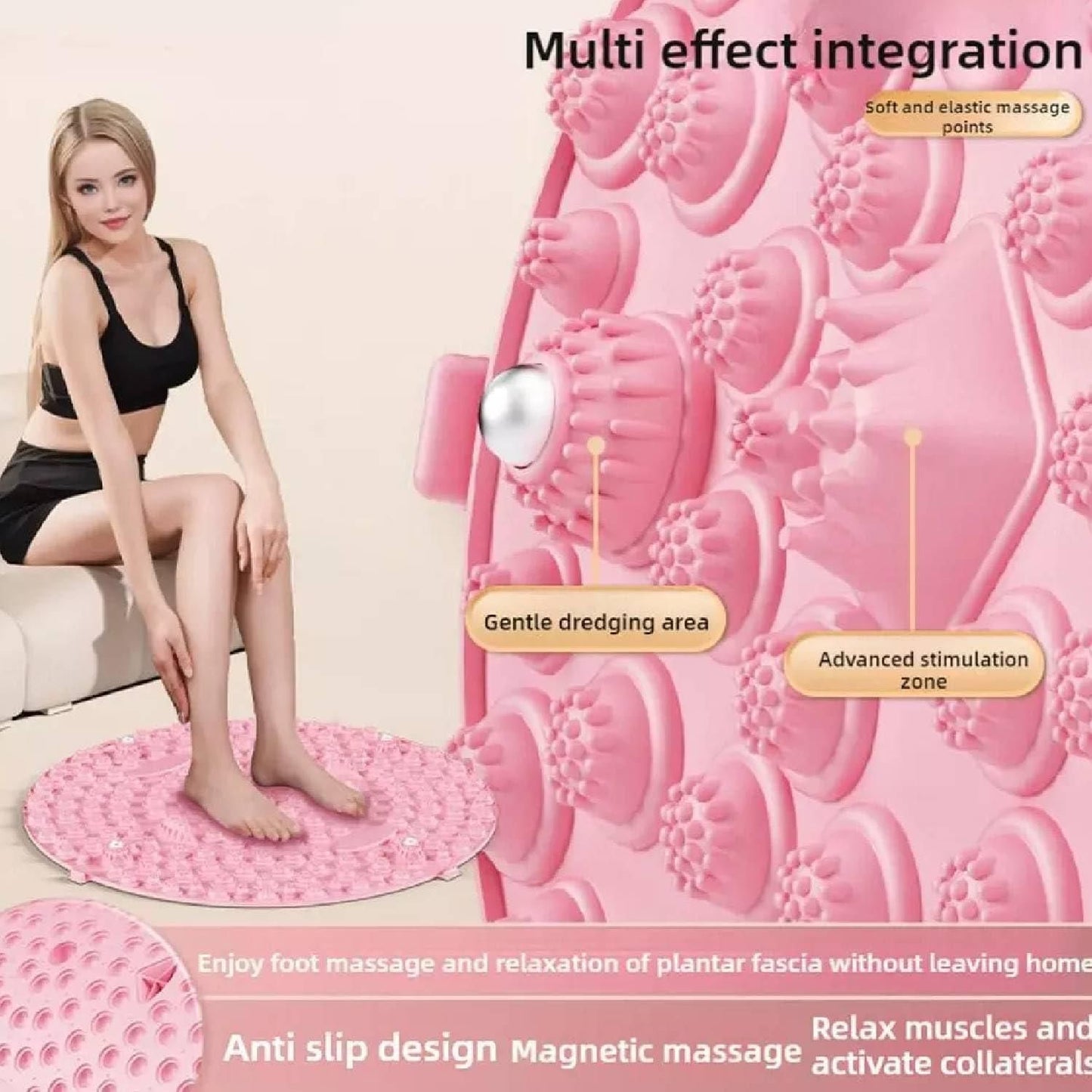 Pink silicone foot massage pad with multi effect integration for advanced foot stimulation and relaxation