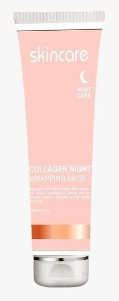 Collagen night peel off mask in a pink tube for rejuvenating skin overnight