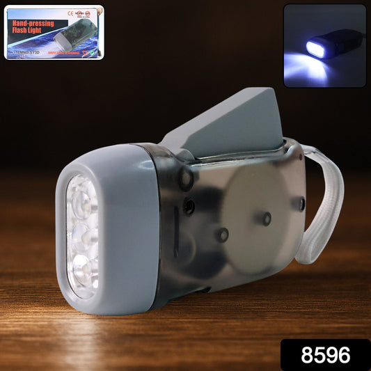 3 LED Hand Press Torch Hand Crank Flashlight Hand Pressing Flashlight Traveling Torch Light Manual Generator, Battery-Free Flashlight (1 Pc) Your Brand