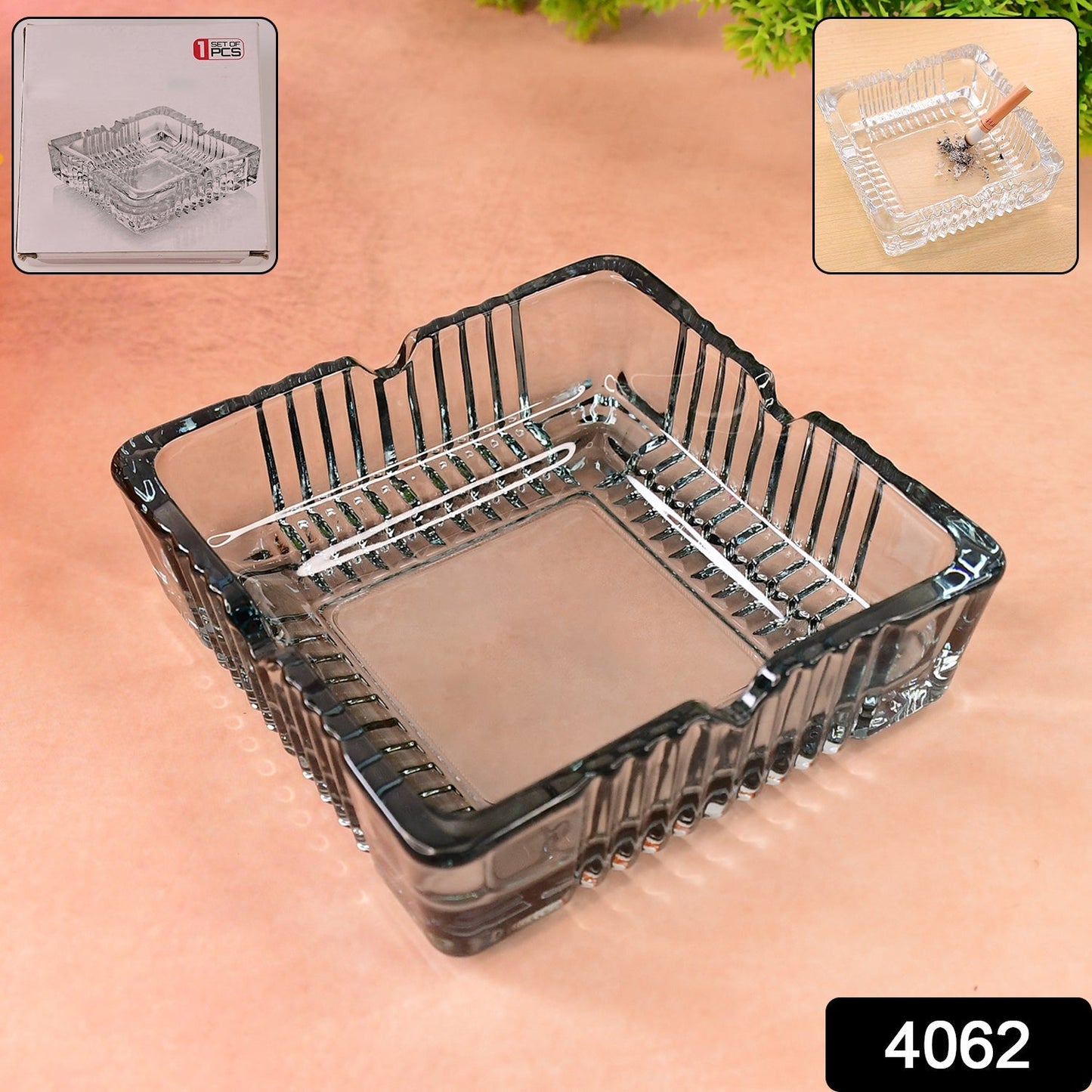 Square Glass Misti Crystal Quality Cigar Cigarette Ashtray Round Tabletop for Home Office Indoor Outdoor Home Decor Your Brand