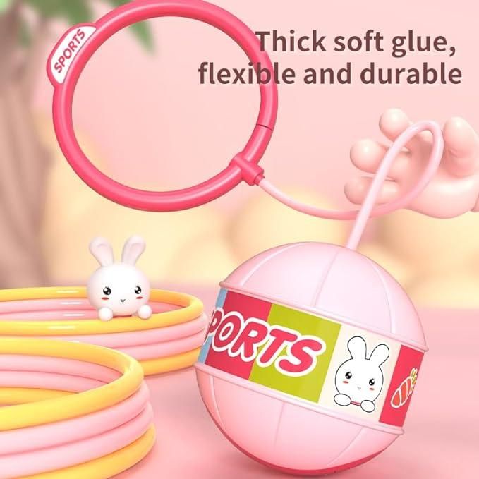 Portable kids skip ball with colorful rings and soft material for fun outdoor play