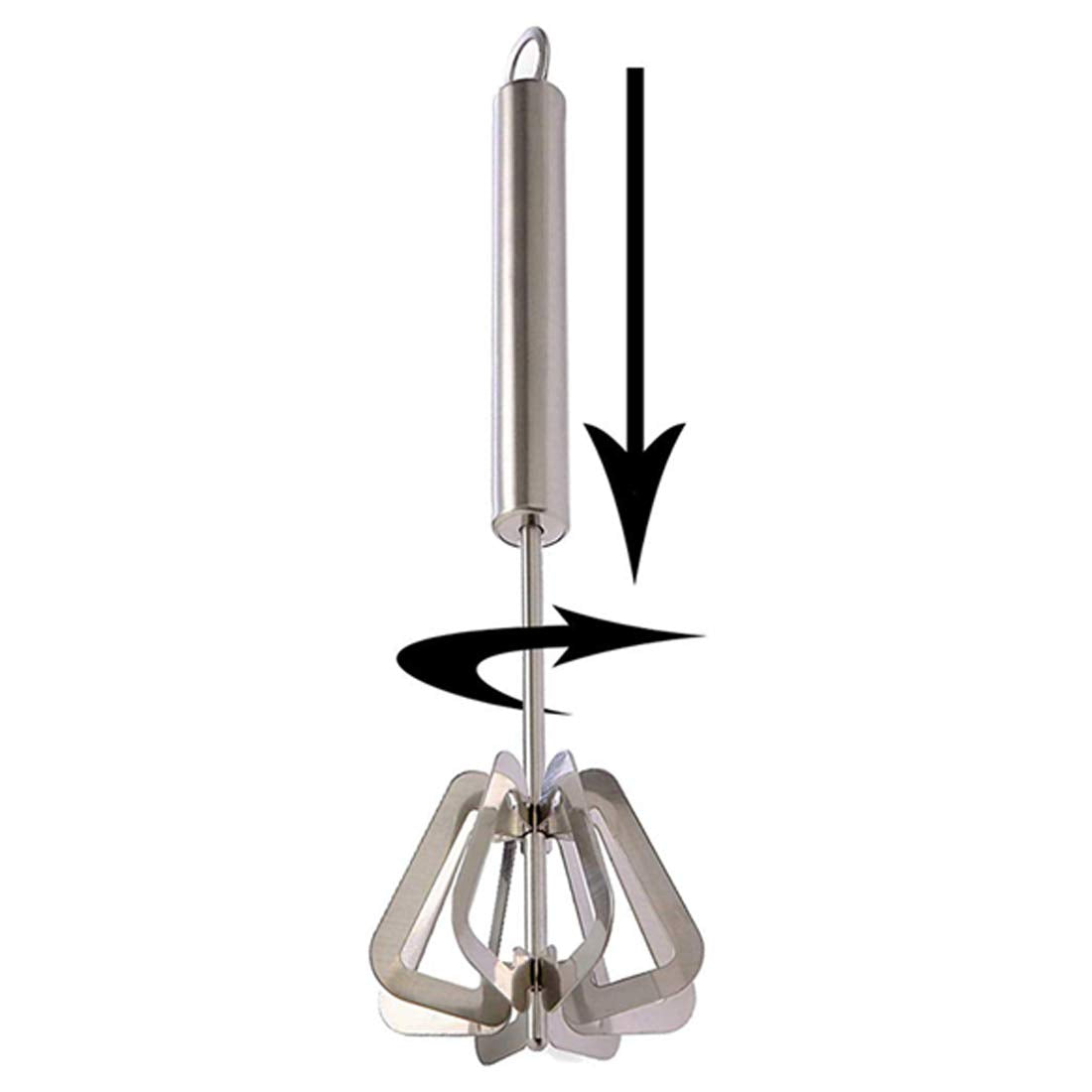 Stainless steel hand blender with rotating blades for efficient mixing and blending