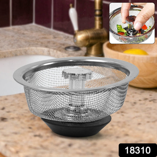 Your Brand stainless steel sink strainer with a durable mesh design for kitchen waste filtration