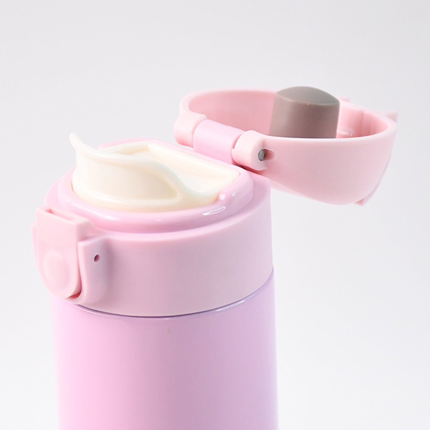 Wukusy stainless steel vacuum water bottle with a pink lid and easy-open spout for convenient hydration