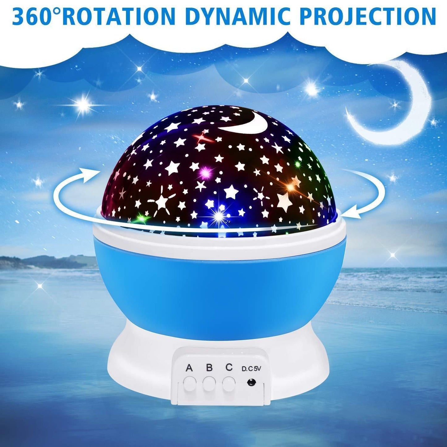 Star master galaxy projection lamp with 360 degree rotation projecting stars and moon patterns