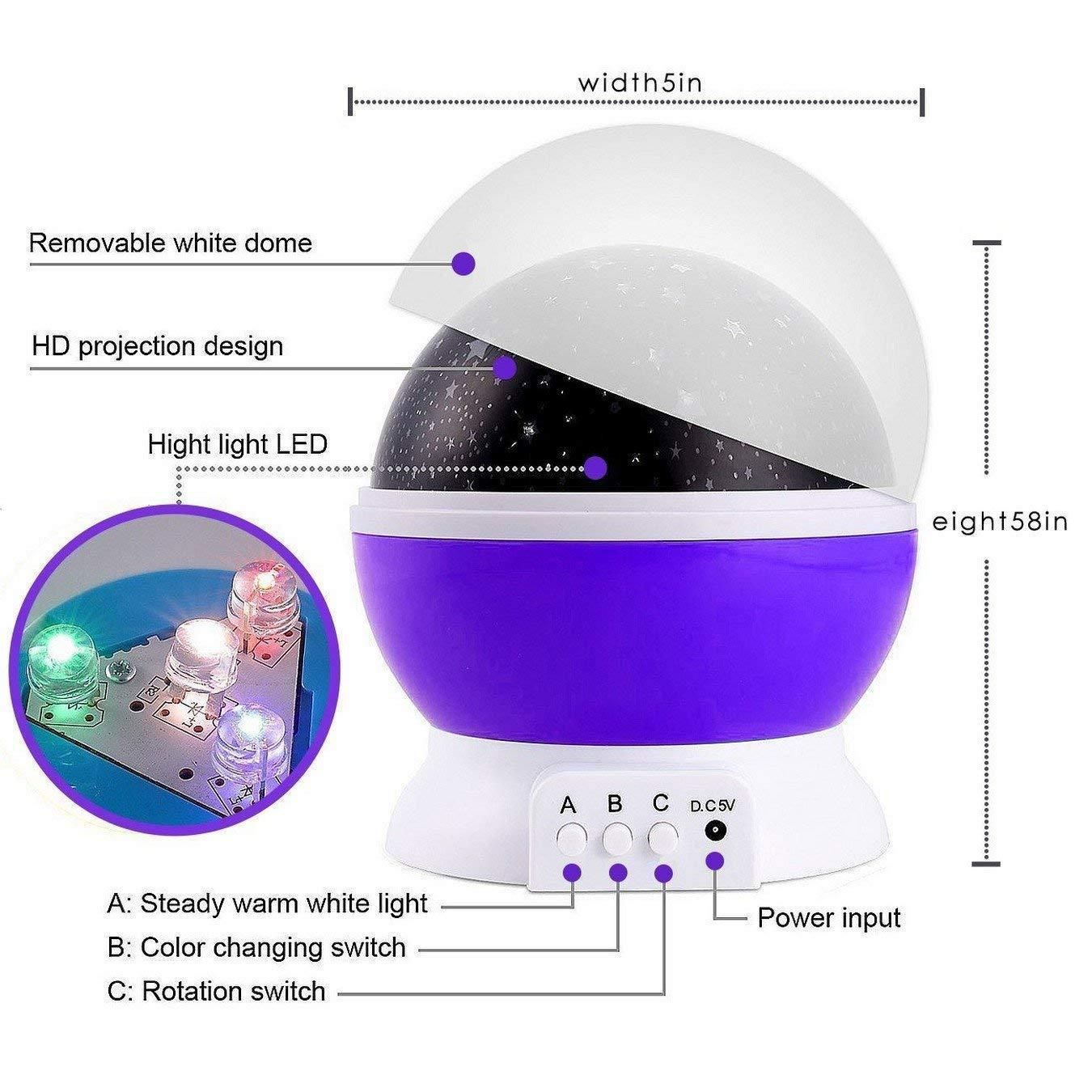 Star master galaxy projection lamp with removable white dome and color changing LED lights