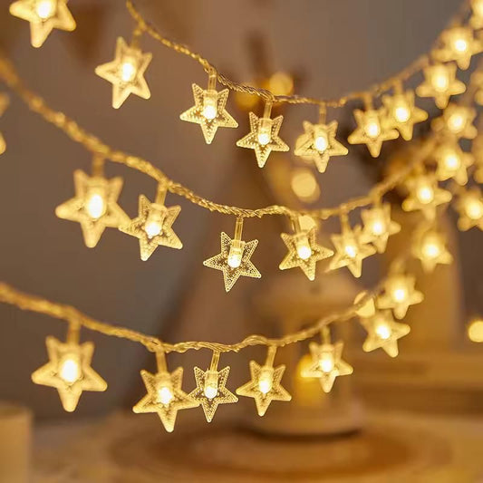 Warm White Star String Lights for Decoration, Perfect for Creating a Cozy Atmosphere