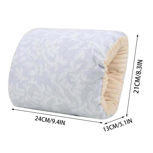 Supportive cozie cradle pillow in soft fabric with floral design, measuring 24cm by 21cm