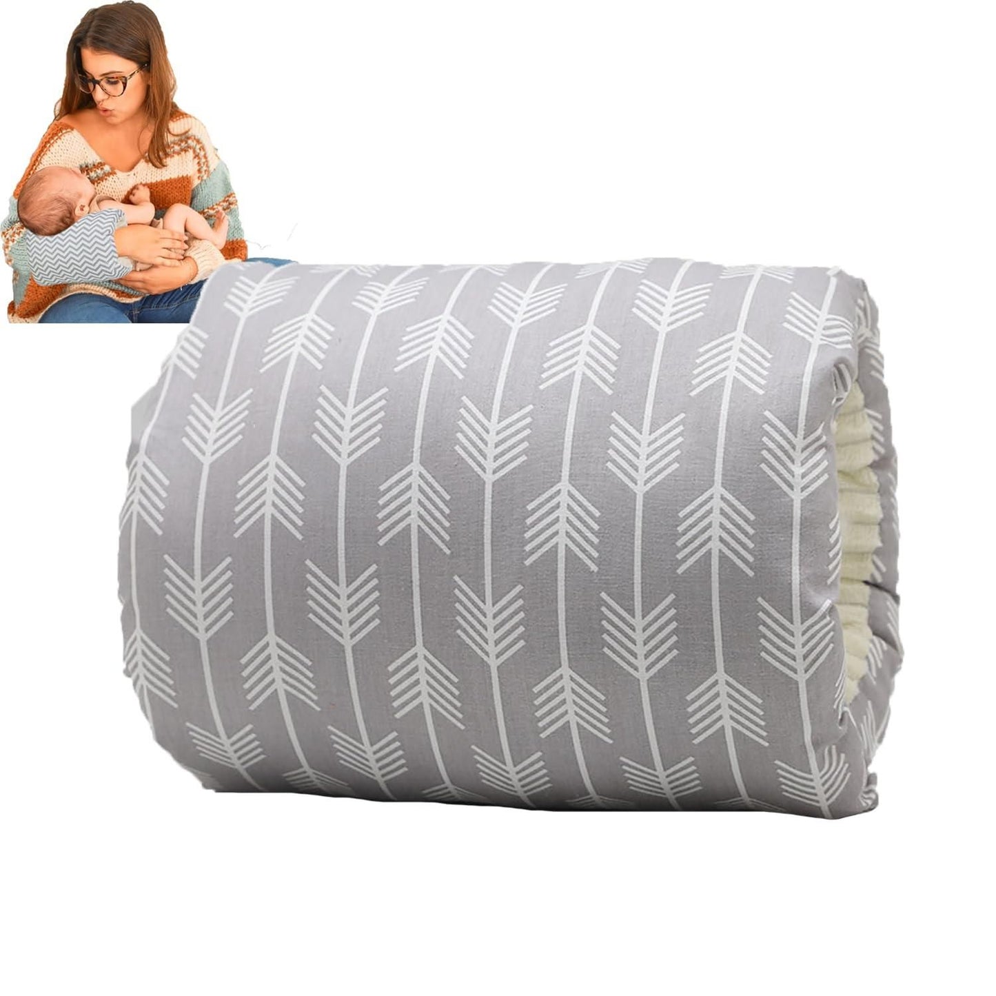 Supportive Cozie Cradle Pillow in Gray Arrow Pattern for Comfortable Feeding and Bonding Time