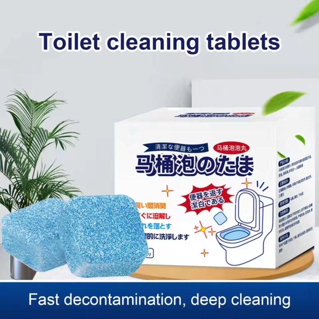 THE GIR FARMER toilet bowl bubble cleaner tablets in blue with box packaging showing cleaning and decontamination features