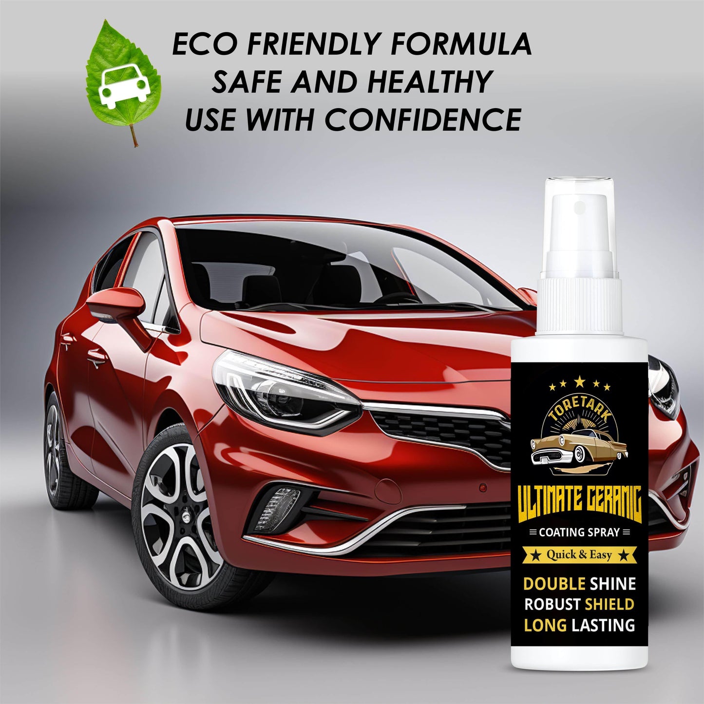 Ultimate ceramic coating spray for cars, eco-friendly formula, easy application for a long-lasting shine