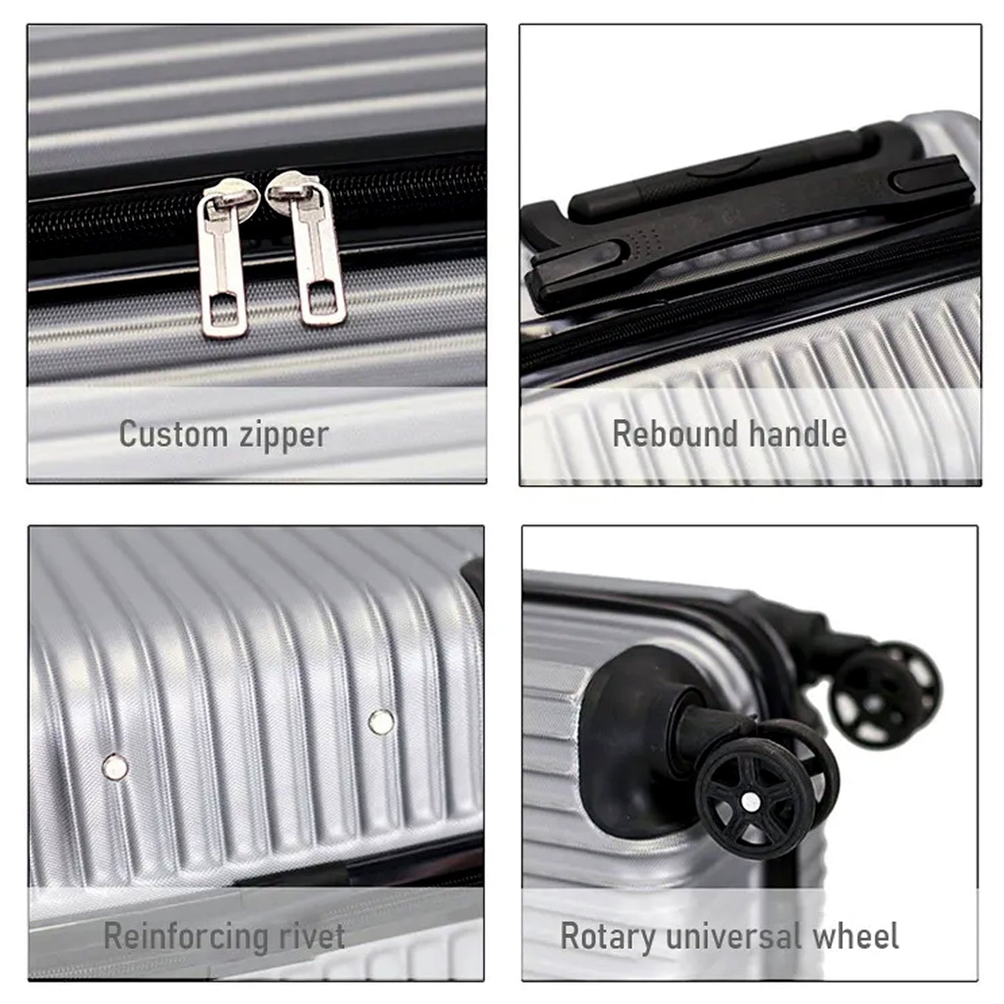Durable trolley bag set for men and women with custom zippers and rotary universal wheels