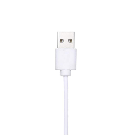 White USB A charging cable close up on white background accessory for compact washer for apartments and dorms
