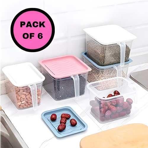 The Gir Farmer unbreakable kitchen storage basket set pack of 6 with lids for organizing dry food