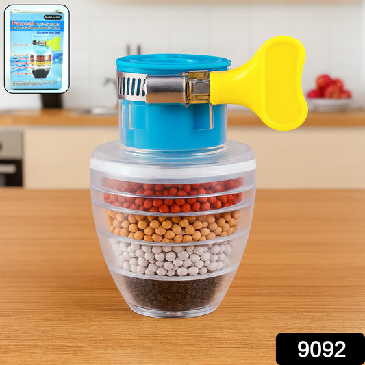 Universal faucet water filter with a transparent design and easy-to-use handle for home improvement