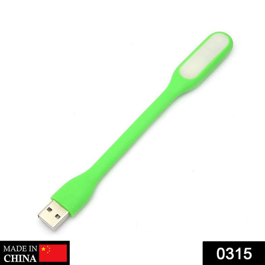 Green USB LED light lamp with flexible design for easy portability and use in dark spaces