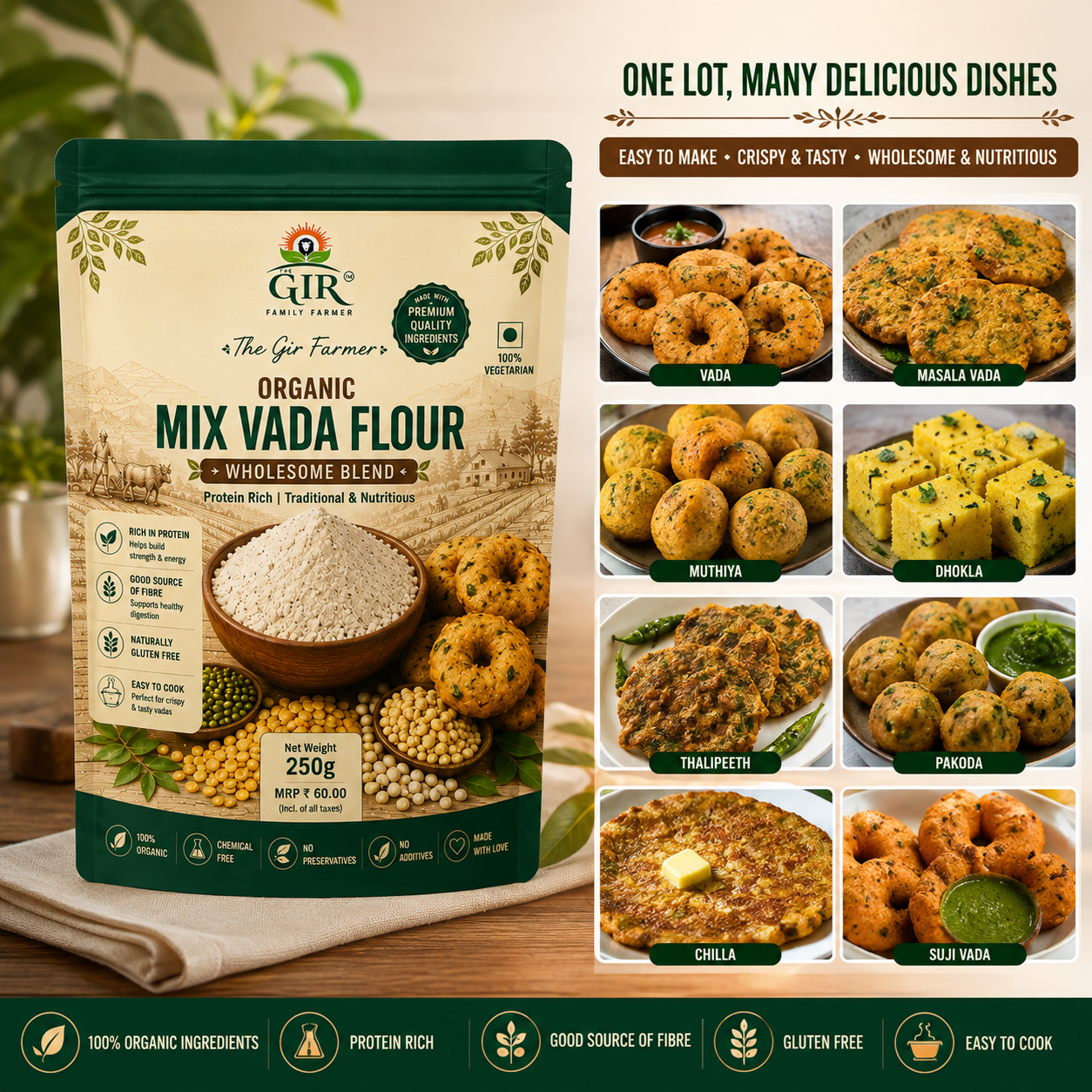 Organic Mix Vada Flour - Wholesome Blend