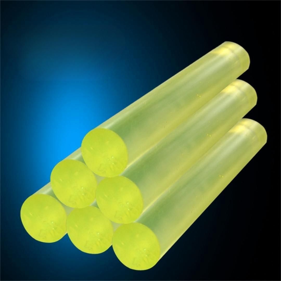 High elastic PU shock absorbing rods stacked together with a translucent yellow appearance