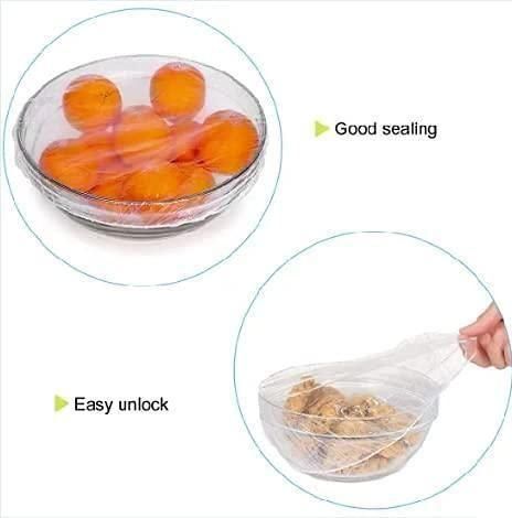 Reusable elastic plastic bags for food covering bowls with good sealing and easy unlock feature