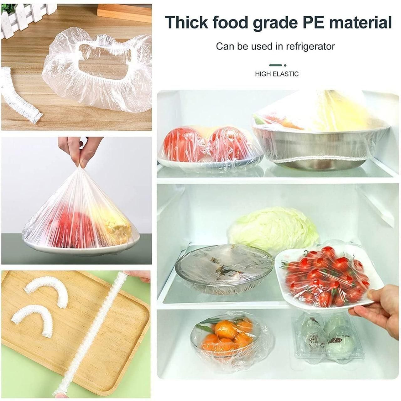 Reusable elastic plastic bags for food wrapping various fruits and vegetables in refrigerator storage