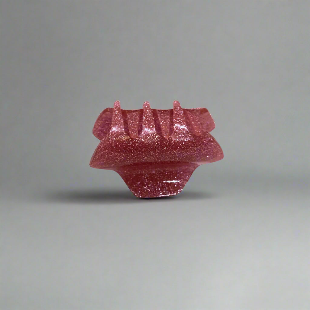 Pink glitter small hair claw clip for women with a shiny finish by Amd-Deodap