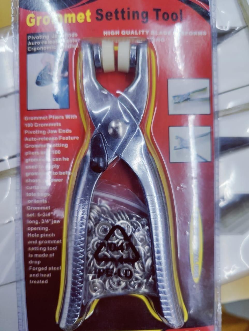 Grommet setting tool from The Gir Farmer for applying metal studs for clothing crafts with ergonomic design