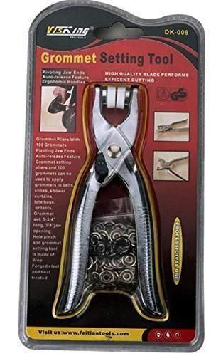 Grommet setting tool with ergonomic handles for applying metal studs for clothing crafts