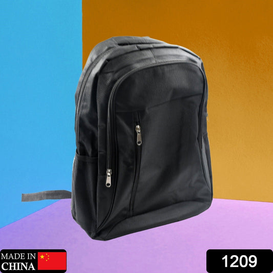 Your Brand water-resistant laptop backpack in sleek black design with multiple zippered pockets