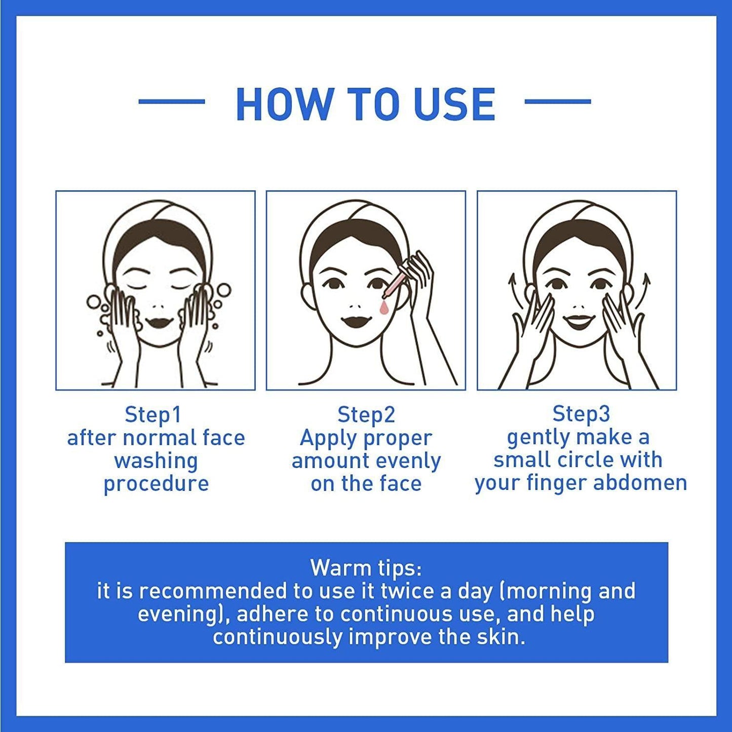Instructions for using Botox anti-aging serum with steps for application and tips for best results