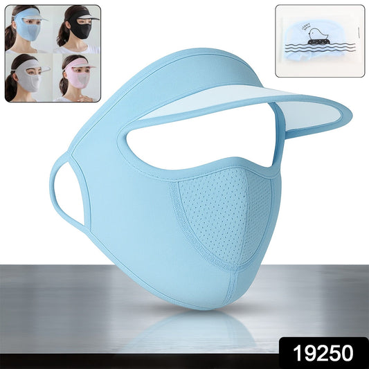 Light blue women's UV protection face cap with breathable fabric and wide brim for sun safety