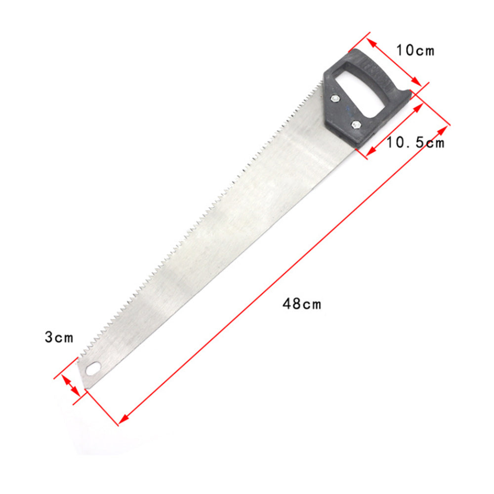 Your Brand powerful hand saw for wood cutting 48 cm steel blade with black plastic handle