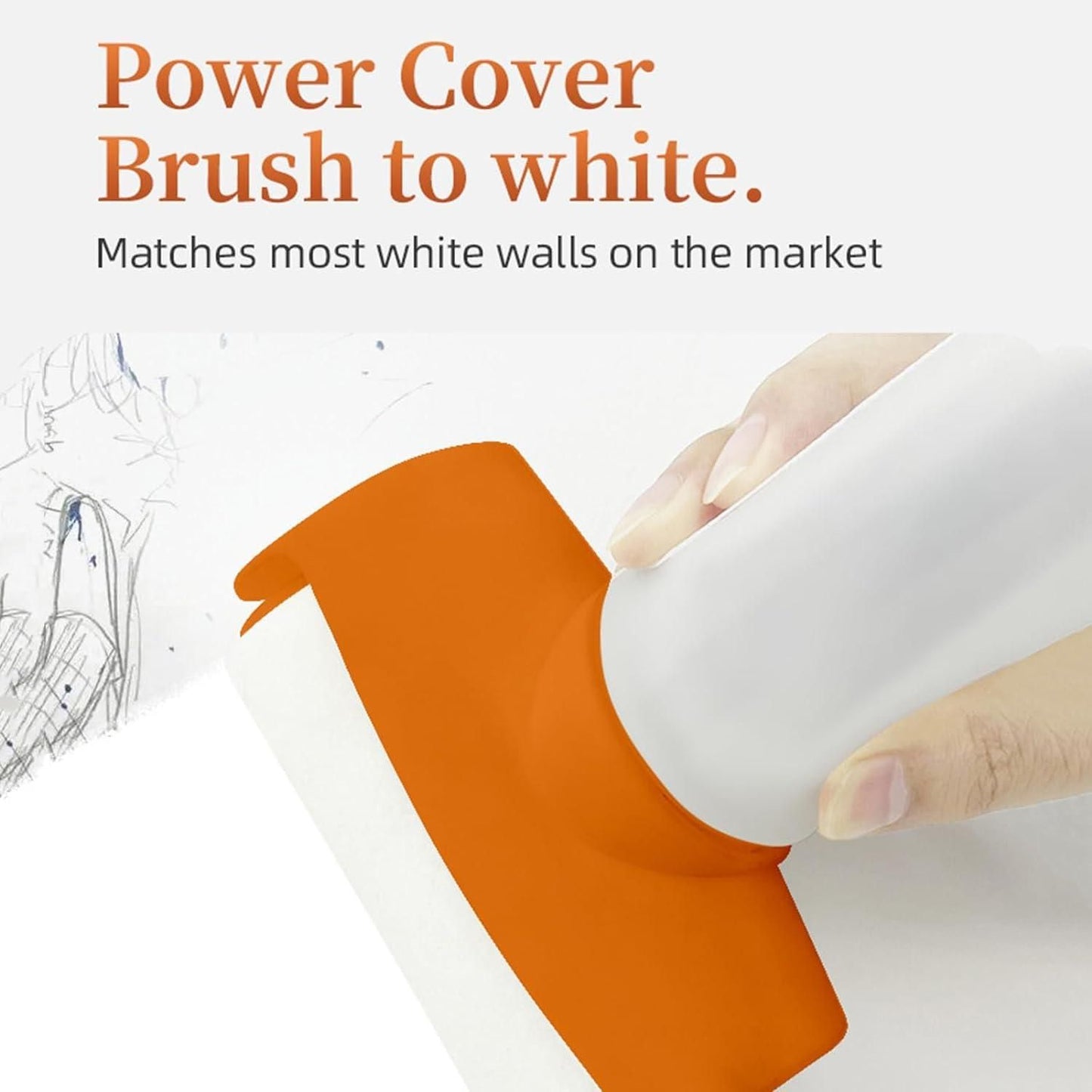 THE GIR FARMER wall facing roller paint orange cover applicator smoothing white wall over scribbles