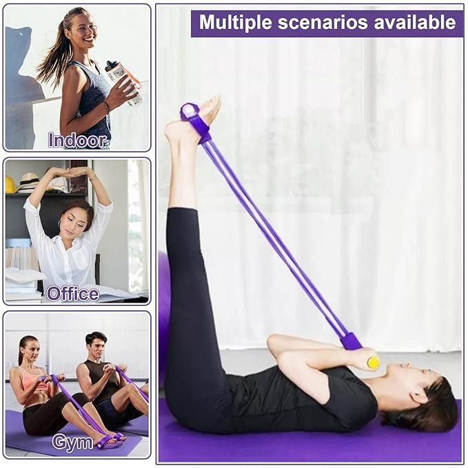 Yoga stretch resistance puller used for leg and arm exercises in multiple scenarios including indoor, office, and gym