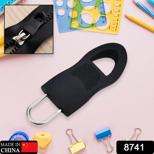 Zipper pull tab replacement tool in black with ergonomic grip for easy zipper handling