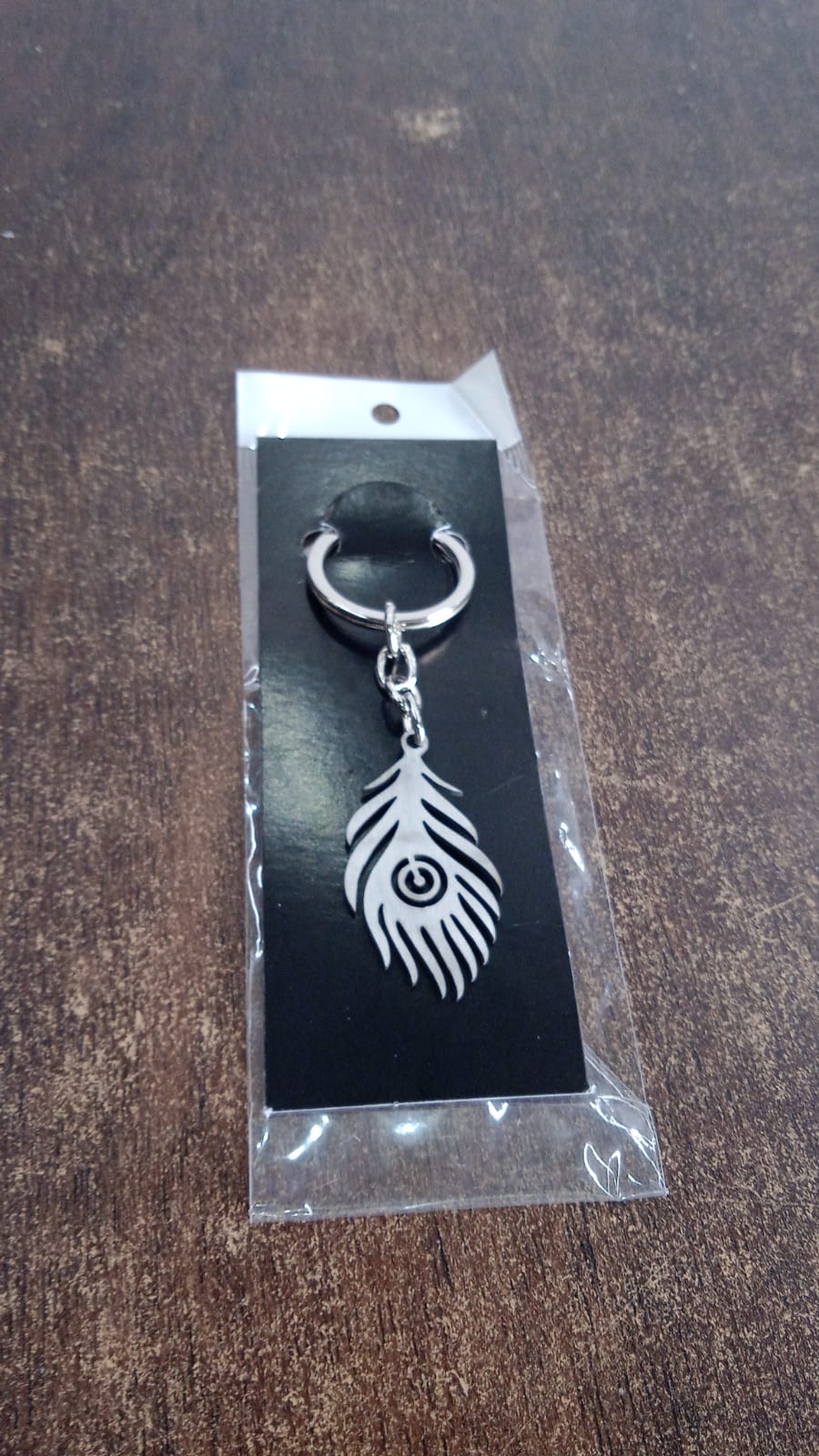 Stylish Stainless Steel Peacock Feather Keychain (1 Pc) Your Brand