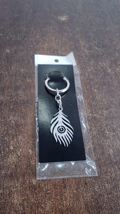Stylish Stainless Steel Peacock Feather Keychain (1 Pc) Your Brand