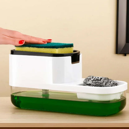 2 in 1 Plastic Dish Soap Liquid Dispenser Sponge Holder ,Sabudani  (1 Set) Your Brand