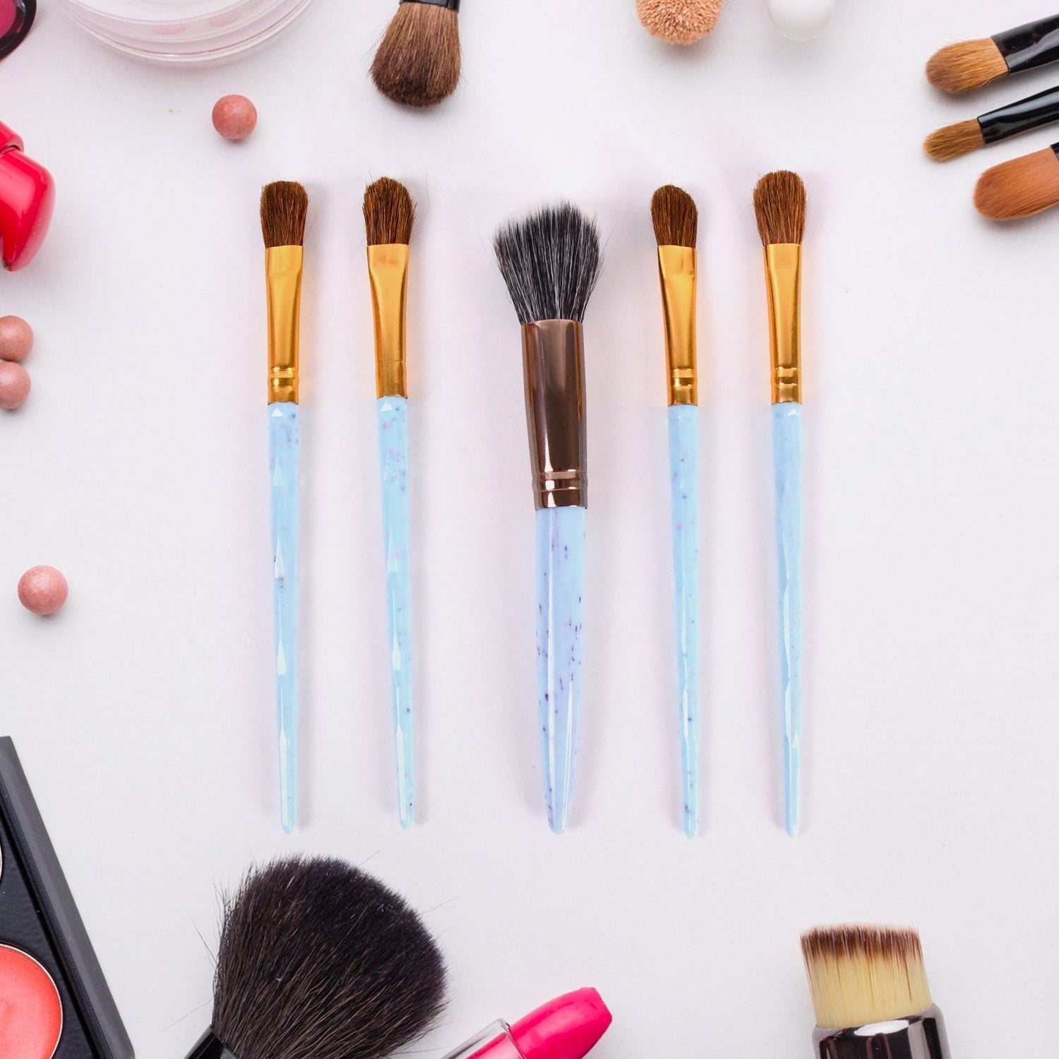 5pc Makeup Brush tools kit (5 Pcs Set / Mix Color) Your Brand