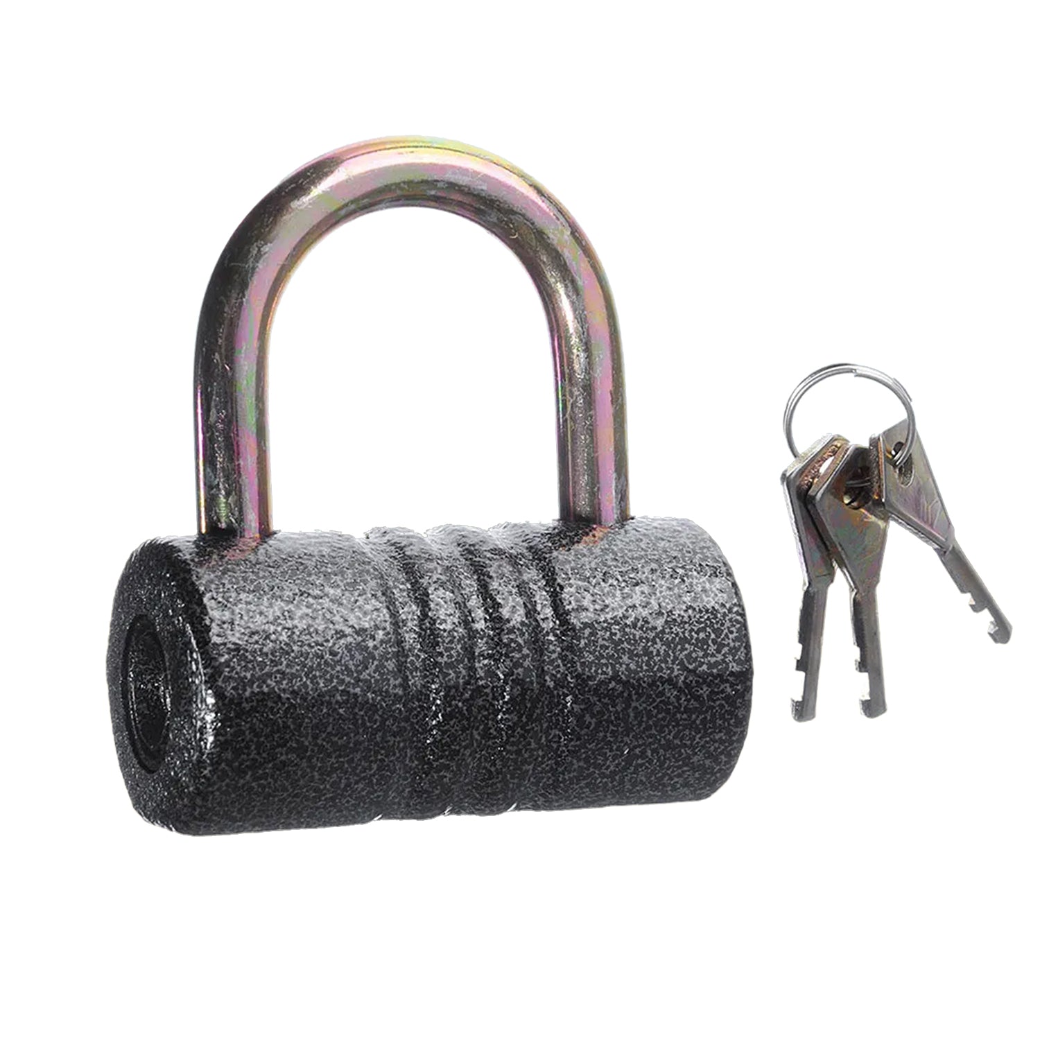 Heavy-Duty Iron Padlock – 82mm Black Spray Lock with Brass Core & 5 Keys, Waterproof & Anti-Theft Your Brand