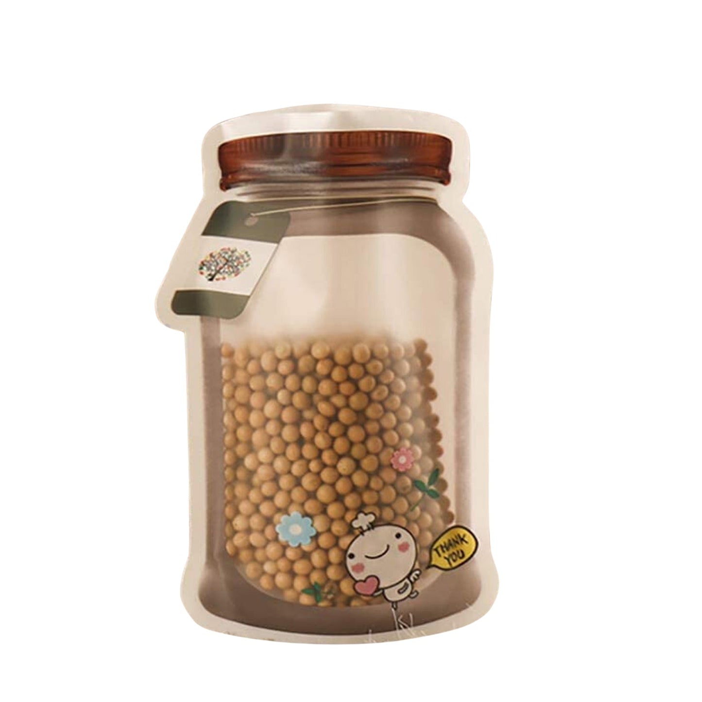 Plastic Transparent Medium Jar Shaped Pouch With Zipper (1 Pc) Your Brand