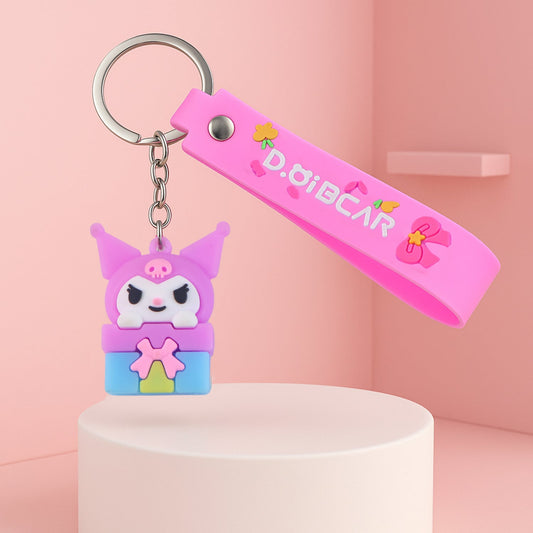Cute Cartoon Silicone 3D Key Chain with Metal Hook & Strap (Pack of 1) Your Brand