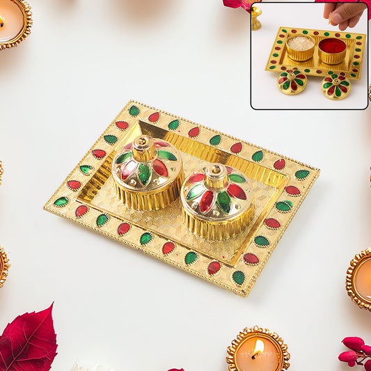 Rakasha Bandhan Special Puja Thali, Kumkum Thali Holder, Pooja Return Gift, Indian Housewarming Gifts, Brother / Bhai / Bhabhi / Sister / Family   for Rakshabandhan, Diwali Your Brand
