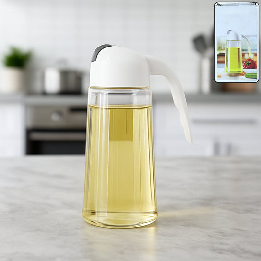 Kitchen Glass Oil Bottle Dispenser Automatic Opening Closing Home Bottles For Oil And Vinegar Honey Olive Oil Container (630ml) Your Brand