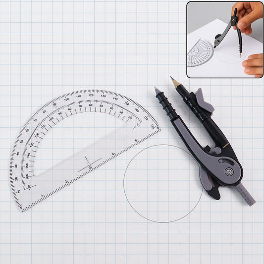 2-Piece Geometry Protractor Set with Lock and Transparent Protractor Your Brand