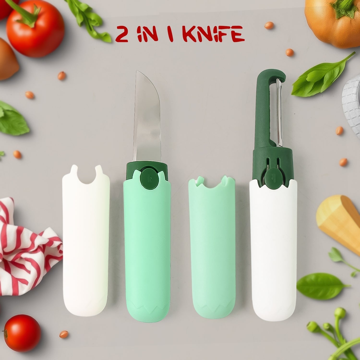 2-in-1 Multifunctional Knife & Sawtooth Peeler for Fruits and Vegetables Your Brand