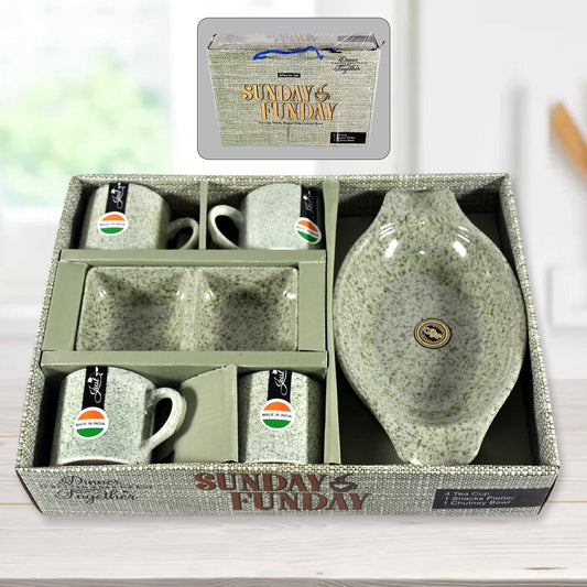 Sunday Funday 6-Piece Tea Set – Platter & Dual Bowl Your Brand
