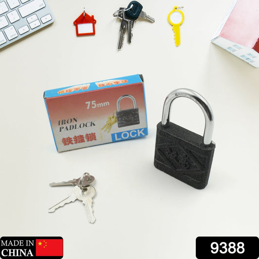 Black Iron Padlock – Brass Core, Waterproof & Anti-Theft for Home & Outdoor (75 mm) Your Brand