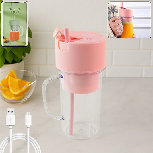 Portable Crusher Juicer With Handle & Straw, USB Rechargeable Multi Blades (420 ML) Your Brand