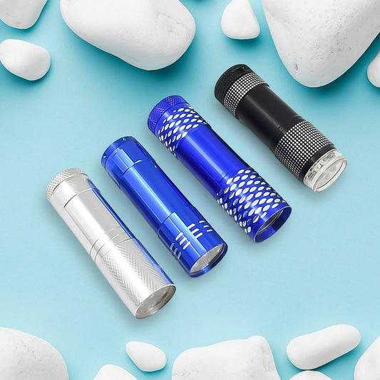 Portable Mini Torch – 9 LED Pocket Flashlight, 3 Battery Operated (Battery Not Included, Mix Color) Your Brand