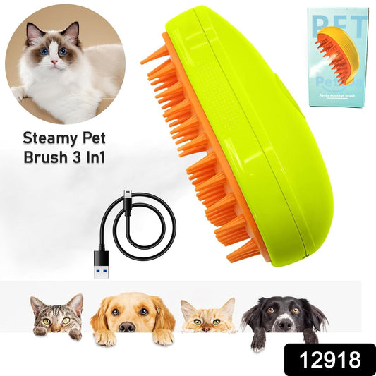 3-in-1 Cat Steamy Brush – Self-Cleaning Pet Grooming & Hair Removal Comb Your Brand